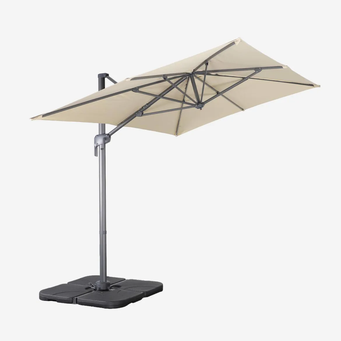 Ombrellone rettangolare eccentrico, 2x3m + base 50x50cm