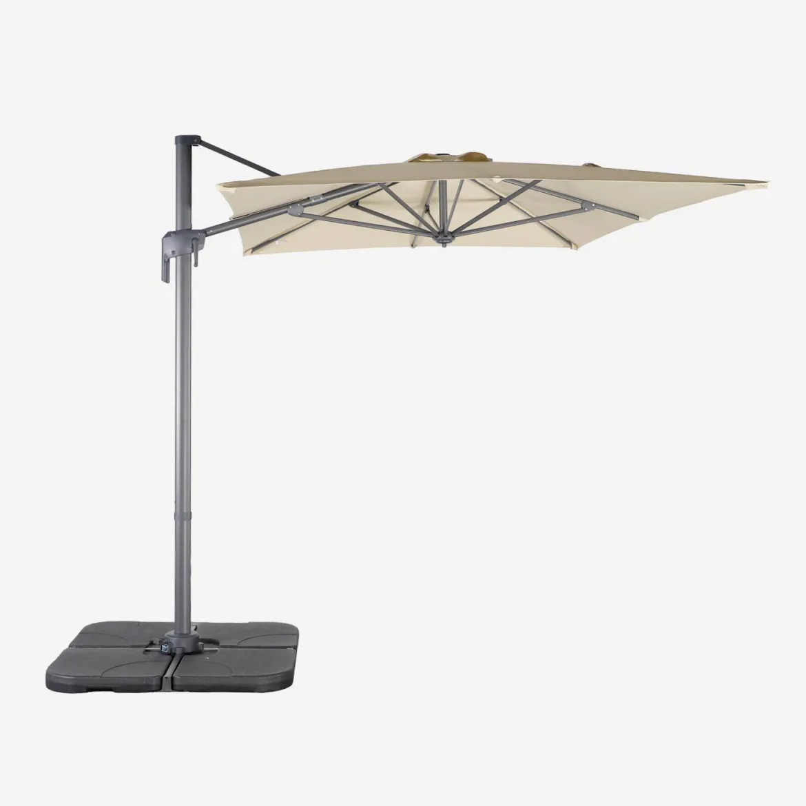 Ombrellone rettangolare eccentrico, 2x3m + base 50x50cm