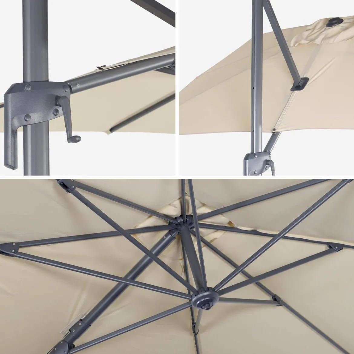 Ombrellone rettangolare eccentrico, 2x3m + base 50x50cm