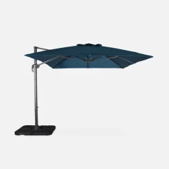 Ombrellone rettangolare eccentrico, 3x4m + base 50x50cm