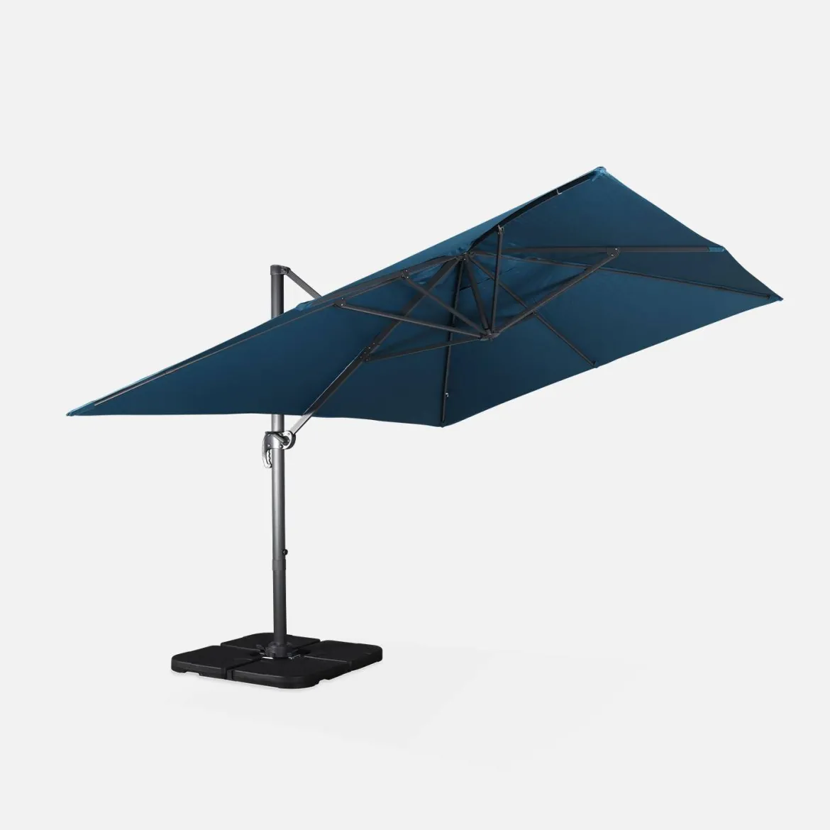 Ombrellone rettangolare eccentrico, 3x4m + base 50x50cm