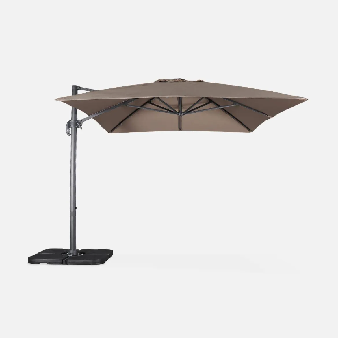 Ombrellone rettangolare eccentrico, 3x4m + base 50x50cm