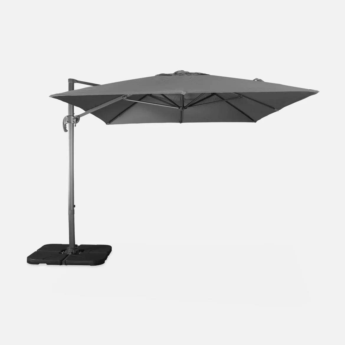 Ombrellone rettangolare eccentrico, 3x4m + base 50x50cm