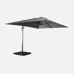 Ombrellone rettangolare eccentrico, 3x4m + base 50x50cm