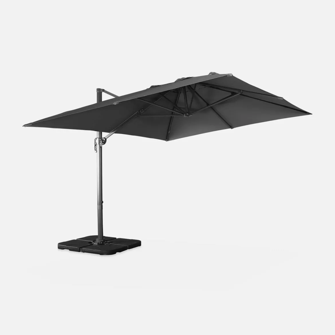 Ombrellone rettangolare eccentrico, 3x4m + base 50x50cm