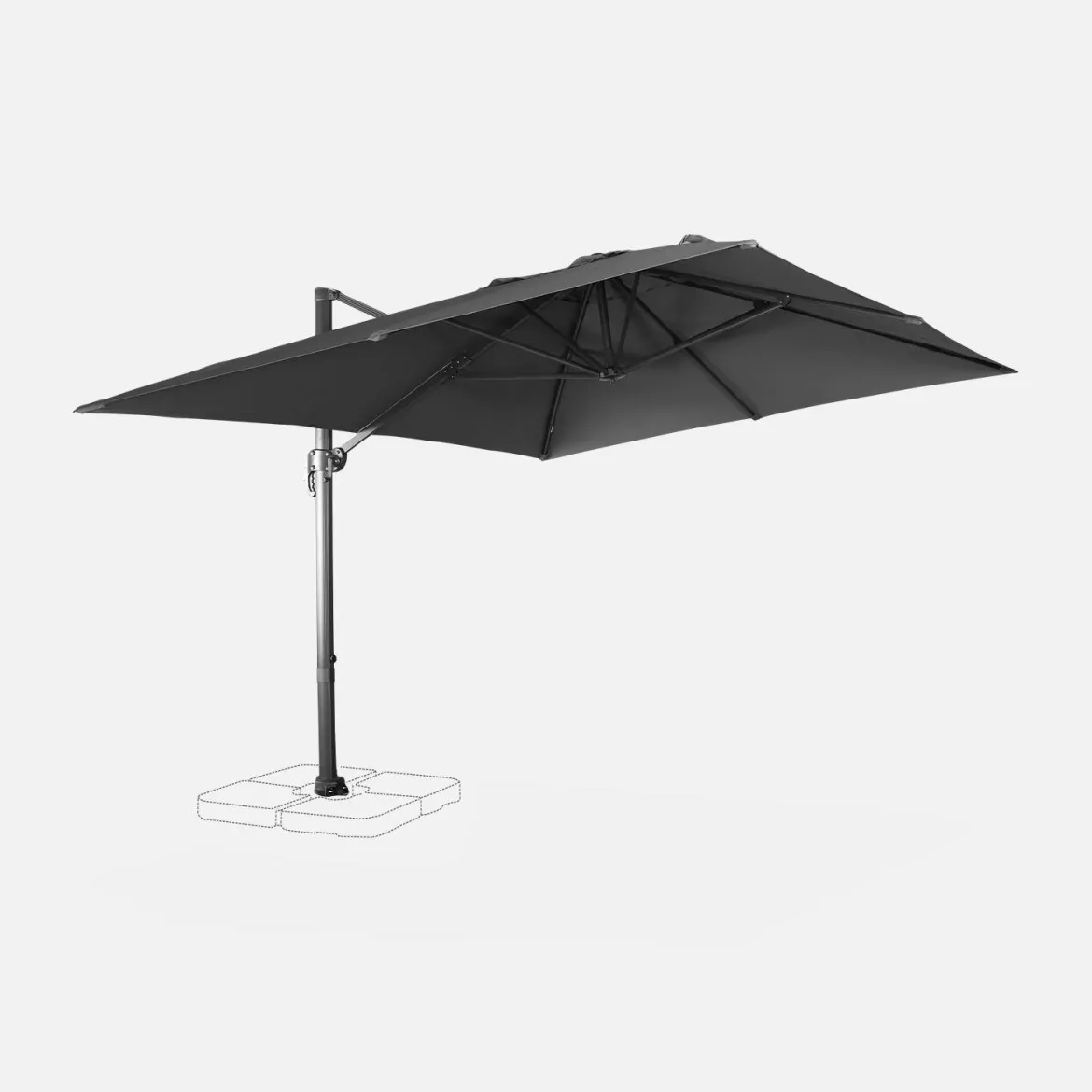 Ombrellone rettangolare, 3x4m + base