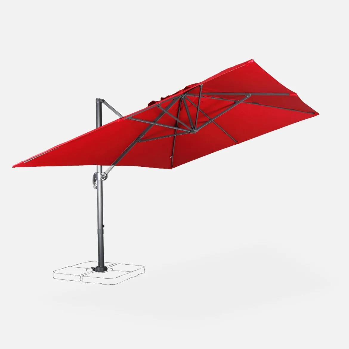 Ombrellone rettangolare, 3x4m + base