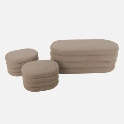 Panca contenitore con 2 pouf contenitori bouclé