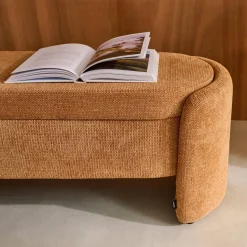 Panca contenitore, fondo letto contemporaneo in tessuto
