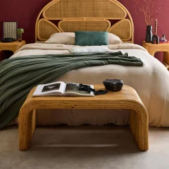 Panca, fine letto in rattan naturale, 100cm