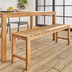 Panca in acacia e legno chiaro, 140cm