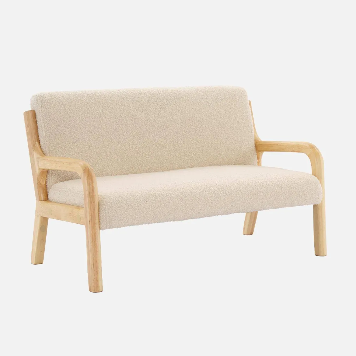 Panca per bambini scandinava in tessuto bouclé, 2 posti