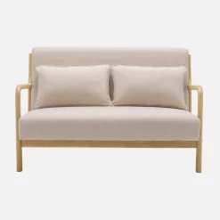 Panca stile scandinavo in legno e tessuto, 2 posti