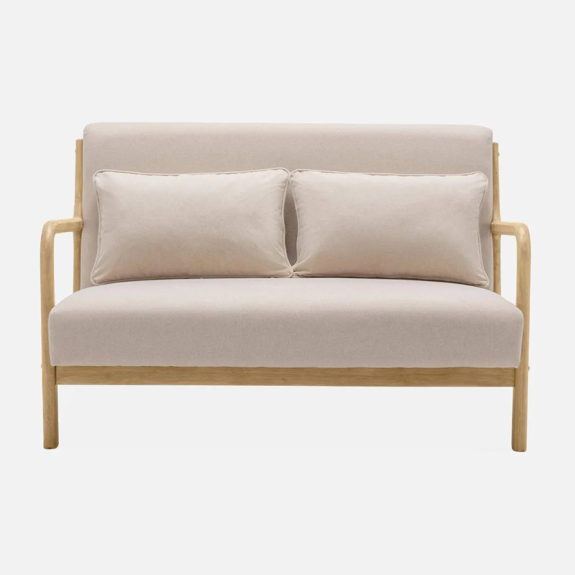 Panca stile scandinavo in legno e tessuto, 2 posti