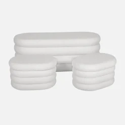 Panca contenitore con 2 pouf contenitori bouclé