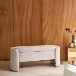 Panca contenitore, fondo letto contemporaneo in tessuto