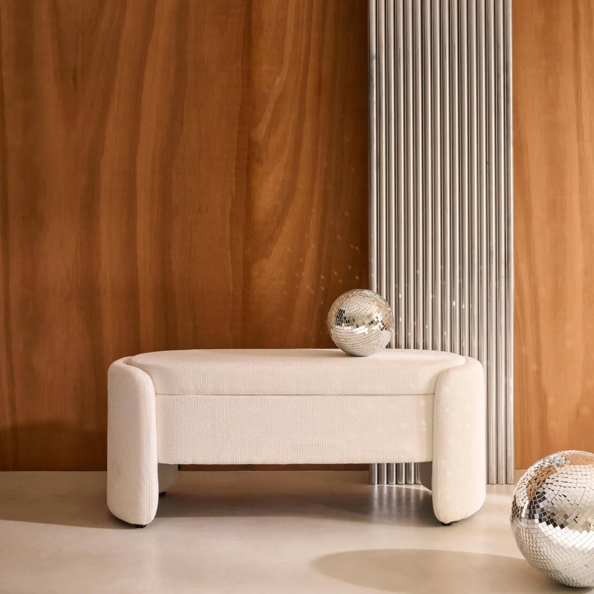 Panca contenitore, fondo letto contemporaneo in tessuto