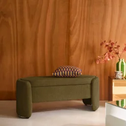 Panca contenitore, fondo letto contemporaneo in tessuto