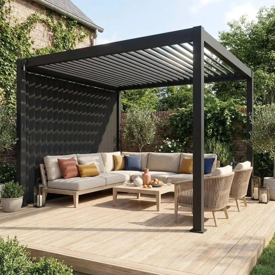 Pannello a lamelle orientabili 3m per pergola bioclimatica in alluminio