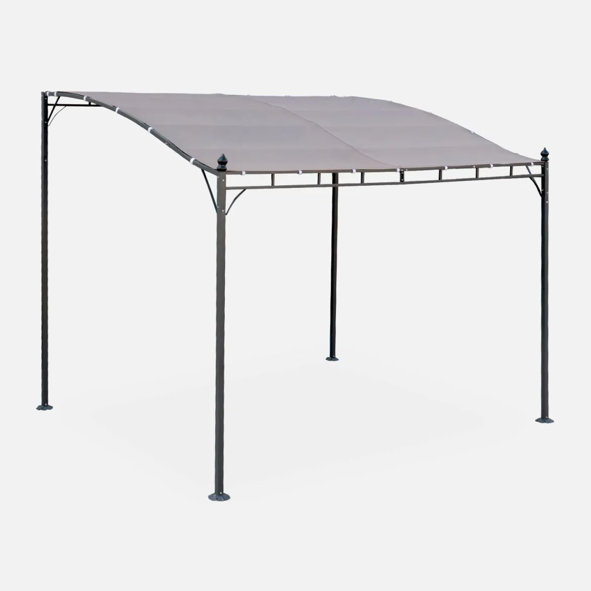 Pergola a parete struttura in acciaio 3x2,5 m con tetto in tessuto