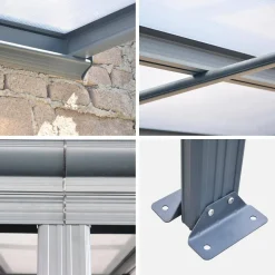 Pergola a parete 3x4 m in alluminio con grondaia