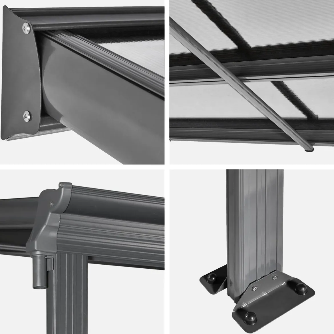 Pergola a parete 3x5 m in alluminio con grondaia