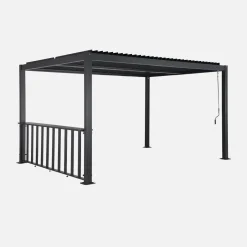 Pergola bioclimatica 3x4m in alluminio e acciaio + bar 3m