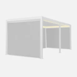 Pergola bioclimatica elettrica 3x6m in alluminio con LED + 4 tende 3m