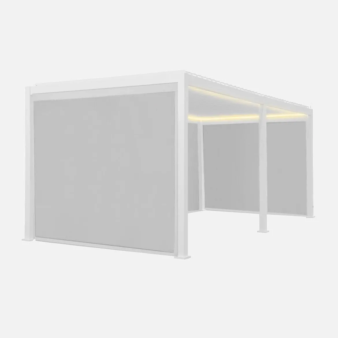 Pergola bioclimatica elettrica 3x6m in alluminio con LED + 4 tende 3m