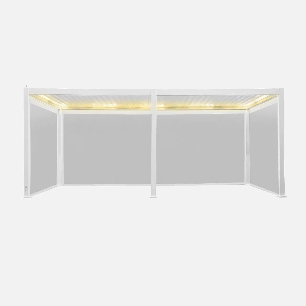 Pergola bioclimatica elettrica 3x6m in alluminio con LED + 4 tende 3m
