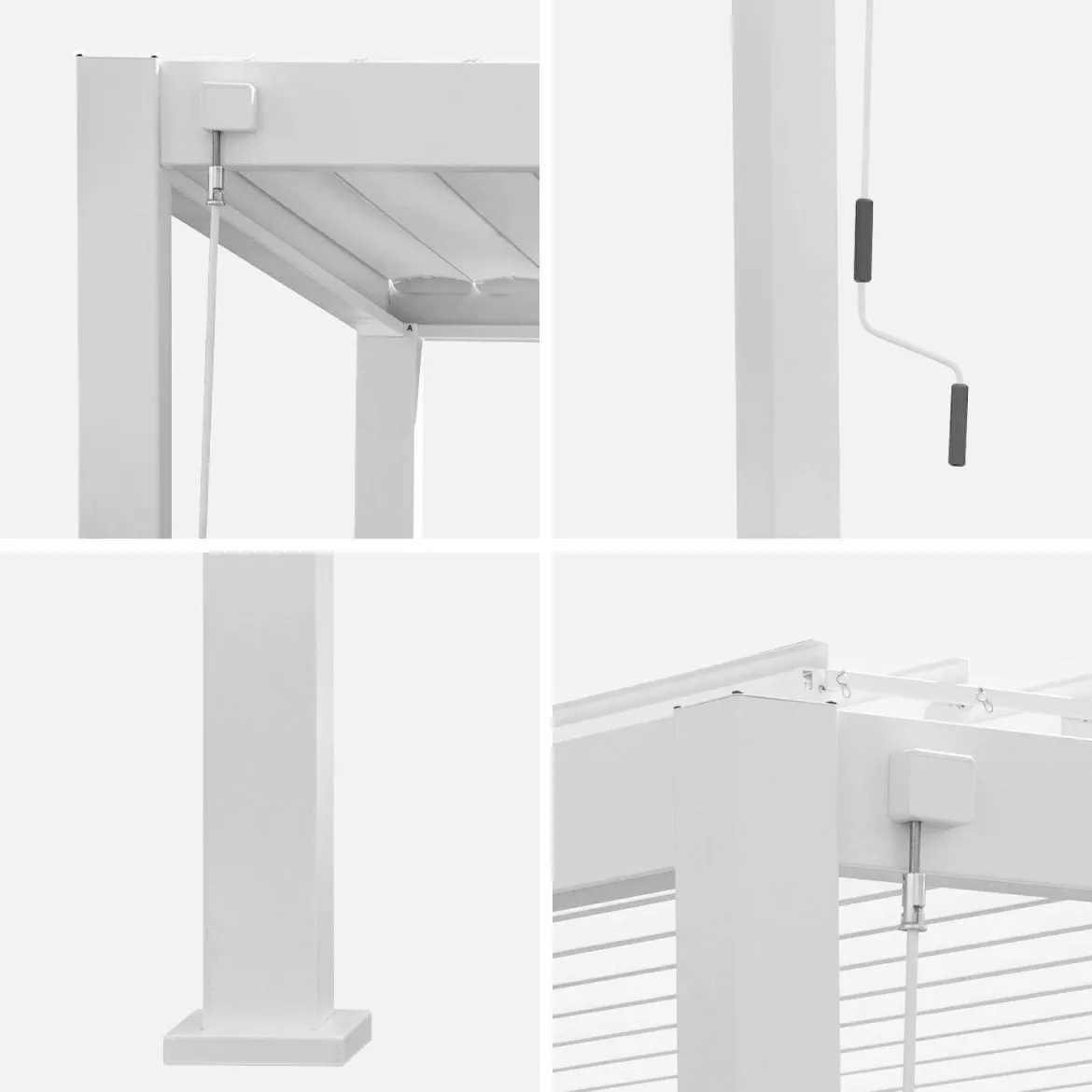 Pergola bioclimatica 3x4 in alluminio + 3 tende da 1m