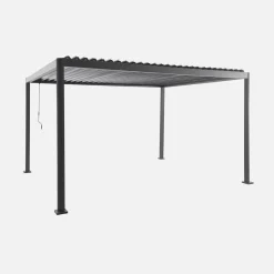 Pergola bioclimatica 3x3m con piedini arrotondati in alluminio e acciaio e lamelle orientabili