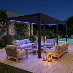 Pergola bioclimatica 3x6m elettrica in alluminio con illuminazione a LED