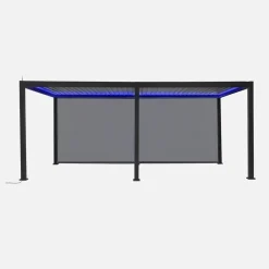 Pergola bioclimatica 3x6m elettrica in alluminio con LED + 2 tende 3m