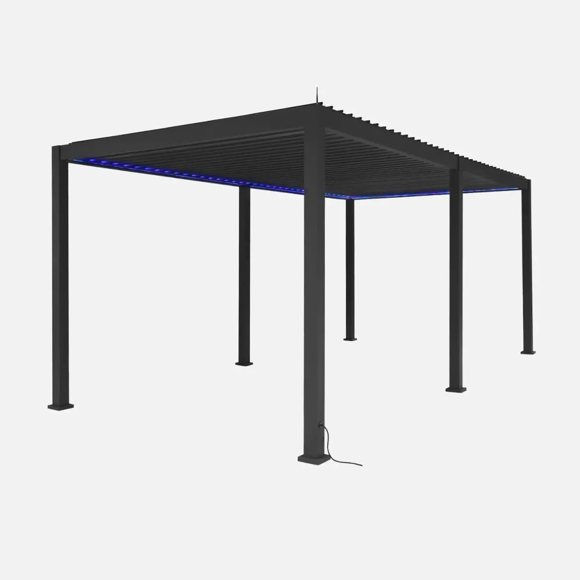 Pergola bioclimatica 3x6m elettrica in alluminio con LED + 2 tende 3m