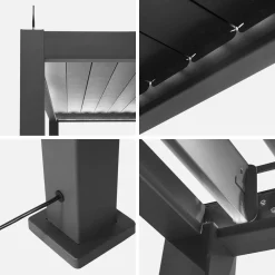 Pergola bioclimatica 3x3m elettrica in alluminio con illuminazione LED