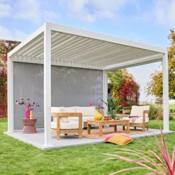 Pergola bioclimatica 3x4m in alluminio + tenda da sole 4m