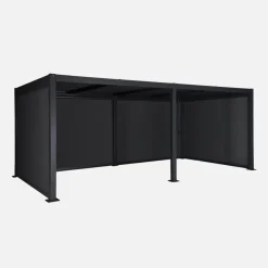 Pergola bioclimatica 3x6m in alluminio e acciaio + 4 tende 3m