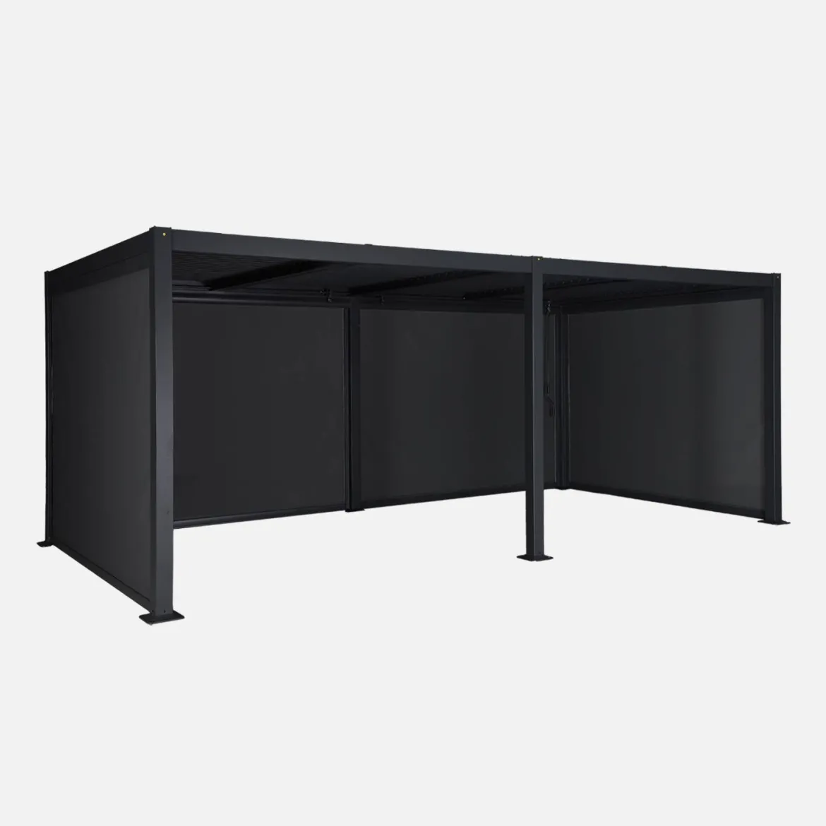 Pergola bioclimatica 3x6m in alluminio e acciaio + 4 tende 3m