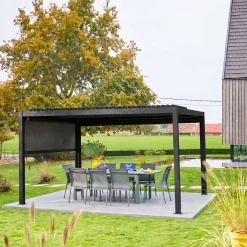 Pergola bioclimatica 3x4m in alluminio e acciaio + tenda 3m