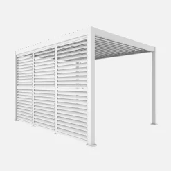 Pergola bioclimatica 3x4m in alluminio + 3 persiane 1.3m a lamelle orientabili