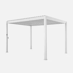 Pergola bioclimatica 3x4m in alluminio + 2 tende da 3m + 1 tenda da 4m