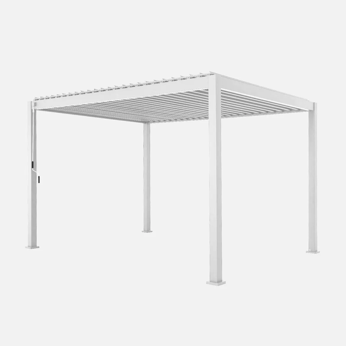 Pergola bioclimatica 3x4m in alluminio + 2 tende da 3m + 1 tenda da 4m