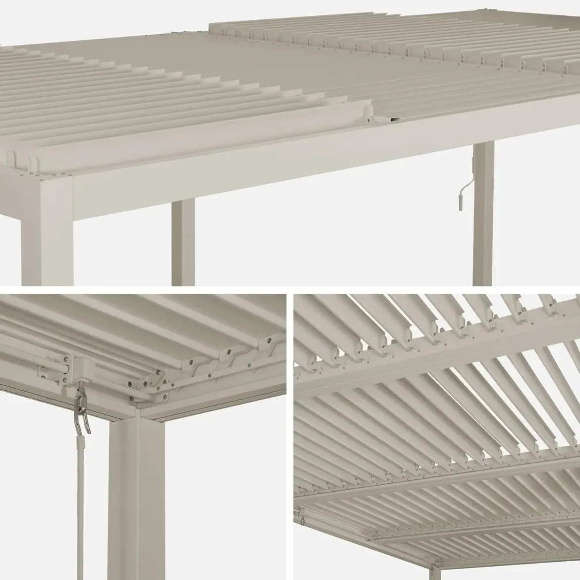 Pergola bioclimatica 3x6m in alluminio e acciaio, lamelle orientabili