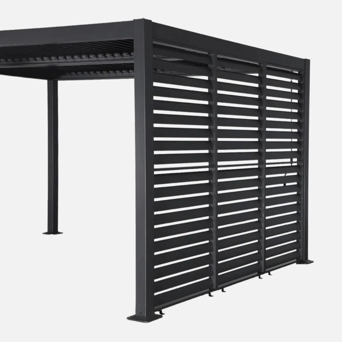 Pergola bioclimatica 3x4m in alluminio e acciaio + 3 persiane 1m