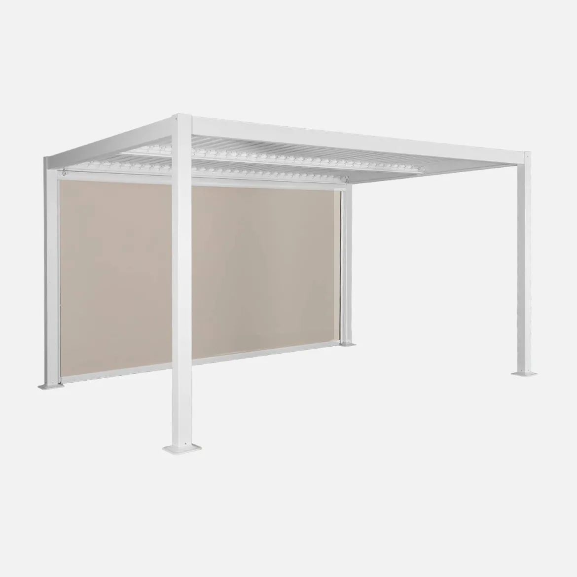 Pergola bioclimatica 3x4m in alluminio e acciaio + tenda 4m
