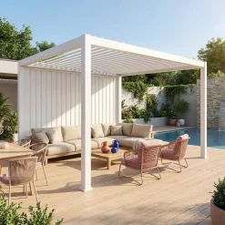 Pergola bioclimatica 3x4m in alluminio + pannello verticale 4m