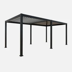 Pergola bioclimatica 3x6m in alluminio + 4 tende 3m