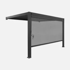 Pergola bioclimatica 3x4m in alluminio addossata + tenda 4m