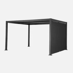 Pergola bioclimatica 3x4m in alluminio e acciaio + tenda 3m